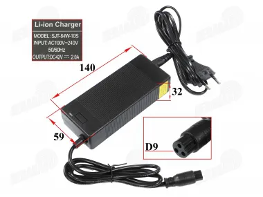 36V 2A lithium ion charger for electric scooters, electric bicycles, quad bikes. (output 42V) connection GX12