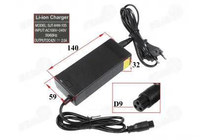 36V 2A lithium ion charger for electric scooters, electric bicycles, quad bikes. (output 42V) connection GX12