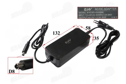 36V LITHIUM-ION BATTERY CHARGER. SUITABLE FOR ELECTRIC SKATEBOARD, ELECTRIC BICYCLE, ELECTRIC WHEELCHAIR TRAILER 36VBATTERY CHARGING (42V -2A)