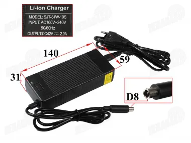 36V Lithium-ion battery charger fits Xiaomi M365,Essential,1S,Pro,Pro2 Ninebot ES,E,F,D,MAX G30 G30E G30D ir kitiems (42V -2A) analog EB415