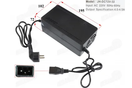 72V/32Ah 4.0-4.5A charger for electric scooter PRAKTIK2, KING BOX3 lead batteries.