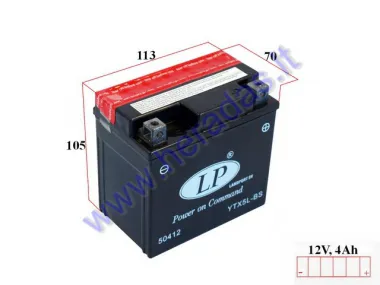 Motorcycle battery 12V 4Ah YTX5L-BS