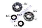 Crankshaft oil seals and bearings set for scooter 2T Aprilia, Piaggio Bearing 20/52/12 Oil seals 17/28/7, 18.9/30/5