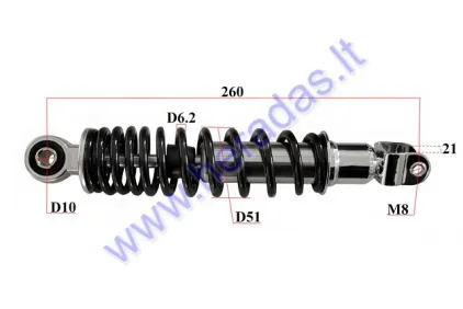 SHOCK ABSORBER FOR MOTORCYCLE, SCOOTER L260 sp6,2 M8