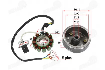 Magneto/stator with rotor for ATV quad bike, motorcycle zongshen 300cc 12 coils