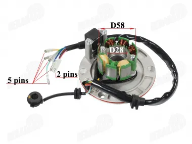 magneto/stator for scooter, motorcycle ZS154FMI-2  5+2 wires