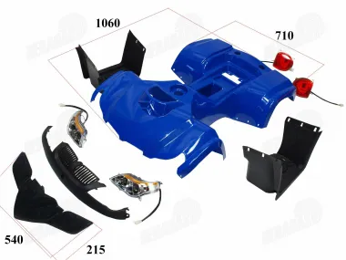 Plastic cover set with lights and footrests for ATV quad bike YETI