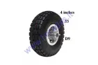 FRONT WHEEL WITH TIRE FOR GASOLINE SCOOTER 4.10-3.50 FITS GS4903