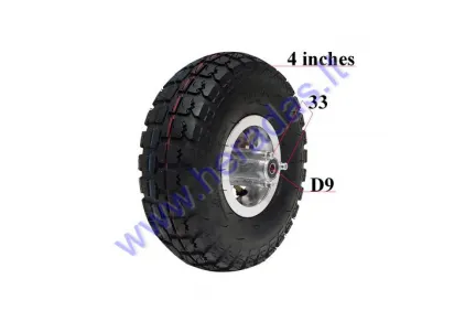 FRONT WHEEL WITH TIRE FOR GASOLINE SCOOTER 4.10-3.50 FITS GS4903