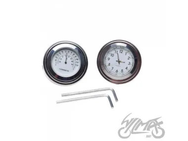 WATCH + THERMOMETER FOR HANDLEBARS CHROME
