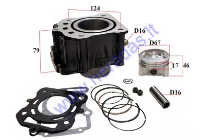 Cilindras ATV keturračio,motociklo 250cc vandeniu aušinamas D67 PIN16 ZS250 Tinka Shineray ATV 250 ST-9E 250