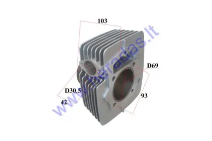 Cilindras motociklo 250cc D69 oru aušinamas H71.5