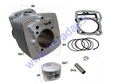 Cilindras stūmoklis ATV keturračio, motociklo 250cc oru aušinamas D67 PIN16 CG250 Bashan ZONGSHEN