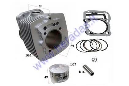 Cilindras stūmoklis ATV keturračio, motociklo 250cc oru aušinamas D67 PIN16 CG250 Bashan ZONGSHEN