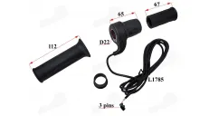 Throttle (handlebar grip) set for electric bicycle Electron EB18 EB19