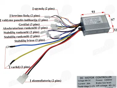 Controller for electric quad bike 48V 1000W analog EB965