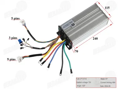 Controller for electric cargo tricycle 72V 65A fits KING BOX2SAVIVARTIS JP3900SAV