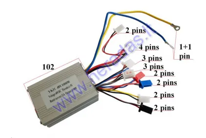Elektrinio mini keturračio kontroleris 48V 1000W  su greičių perjungimu