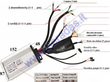 Elektrinio motorolerio  kontroleris 72V 2000W tinka   HAWK su ličio jonų baterijomis