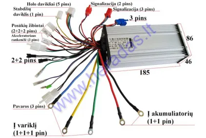 Elektrinio motorolerio, motociklo,paspirtuko kontroleris 60V 35A sinusinis 15 tube  2000W