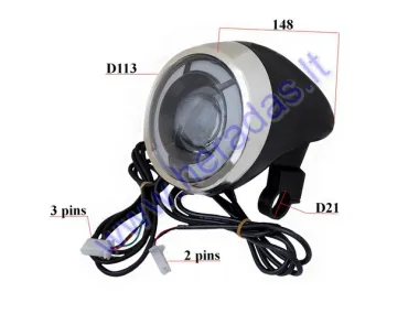 Front light for electric motor scooter 12V fits CITYCOCO ES8004 display 60V without speed indicator, with LED battery indicator