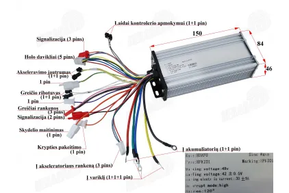 Controller 48V 800W for electric trike scooter MS01 SINE WAVE VERSION