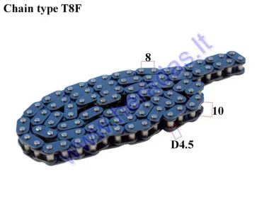 Grandinė 50cc motociklo žingsnis 8mm 98 narelių L780 T8F grandinės tipas el.keturračio, motociklo