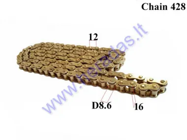 Chain for ATV quad bike, motorcycle 428 D 8,6 L130 links, gold color Bashan