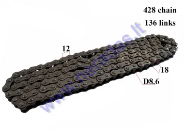 CHAIN 250CC FOR ATV QUAD BIKE ROLLER8,6 136 LINKS 428 TYPE