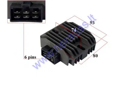 Įtampos reguliatorius (krovimo rėlė) 6 kontaktų keturračio, motociklo  Kawasaki VN 750 01- 21066-108 Ninja ZX-6, Eliminator 600, ZR-7