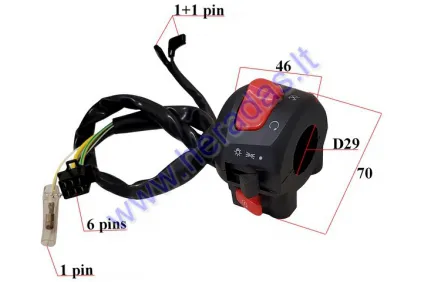 Switch assembly for right side ATV quad bike, motorcycle light, extinguishing, starter 6PIN +1PIN JUNAK 901