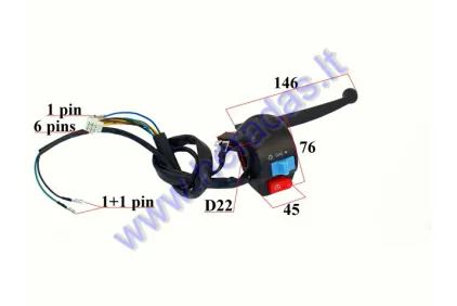 HANDLEBAR SWITCH ASSEMBLY FOR SCOOTER LIGHTS/STARTER, WITH HANDLEBAR  6+2+1 pin