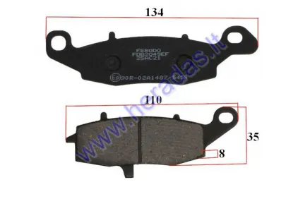 Brake pad for motorcycle E marking SUZUKI DL, GS, GSF, SV, VL, VZ 500-800 1996-2012