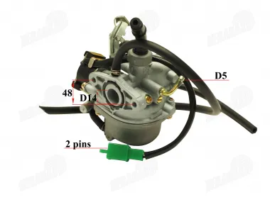 Karbiuratorius keturračio motociklo mopedo PZ14 tinka CHAMP DELTA Su kraneliu ir elektromagnetiniu vožtuvu reguliuojamas trosu
