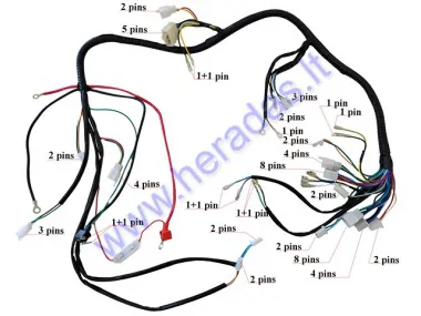 Keturračio motociklo 200cc -250cc su vertikaliu varikliu  instaliacijos laidai