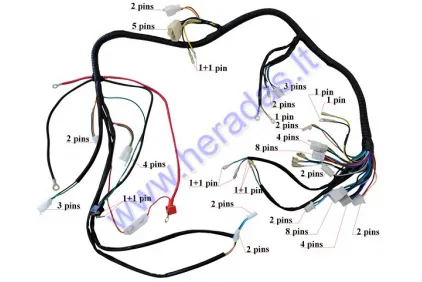 Keturračio motociklo 200cc -250cc su vertikaliu varikliu  instaliacijos laidai