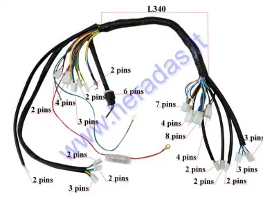 Wiring assembly (wire harness) for quad bike 250cc with a vertical engine fits TIGER FOREST