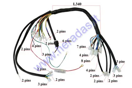 Wiring assembly (wire harness) for quad bike 250cc with a vertical engine fits TIGER FOREST