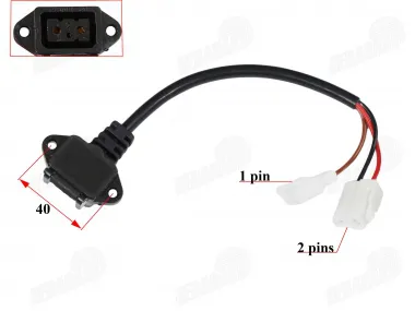 Battery charger socket and wire for electric tricycle PRAKTIK 2 XD