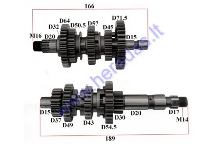 Gearbox shafts (mainshaft+countershaft) for ATV quad bike ATV BASHAN BS250S-5