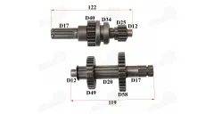 Gearbox shafts (mainshaft+countershaft) for ATV quad bike