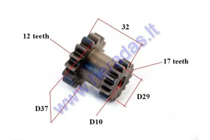 Starter gear for motorcycle 17/12 teeth