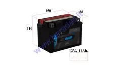 BATTERY 12V 11AH 130A YTZ12S-BS AGM 150x88x110 mm Intact