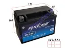 MOTORCYCLE BATTERY 12V 8AH  135A  ATX9-BS AXCELL ENERGY SOLUTION  GEL 150X87X105 YTX9-BS