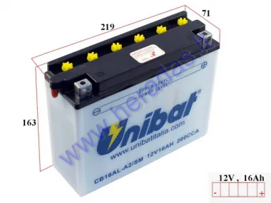 MOTORCYCLE BATTERY UNIBAT 12V 200A  CB16AL-A2 207x72x164