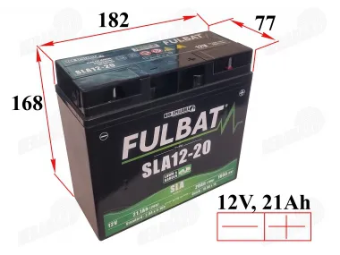 MOTORCYCLE BATTERY 12V 21AH  180A  SLA12-20 FULBAT GARDEN  182X77X168