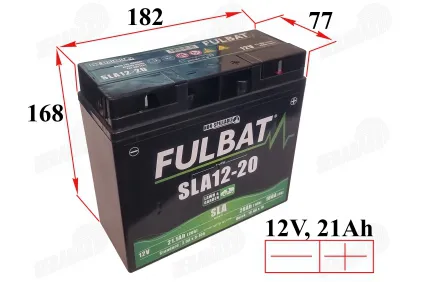 MOTORCYCLE BATTERY 12V 21AH  180A  SLA12-20 FULBAT GARDEN  182X77X168