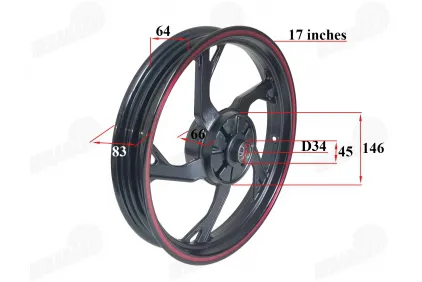 Motociklo galinis ratlankis R17 tinka FR50 juodas 2.5X17