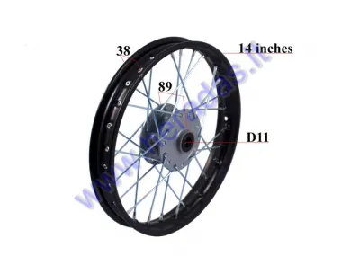 FRONT WHEEL 14 INCH FITS MINI MOTORCYCLES 50-125CC APPOLO