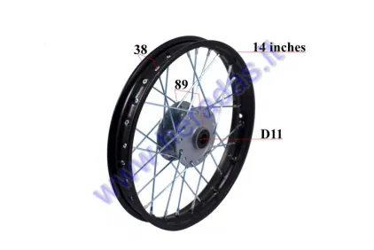 FRONT WHEEL 14 INCH FITS MINI MOTORCYCLES 50-125CC APPOLO